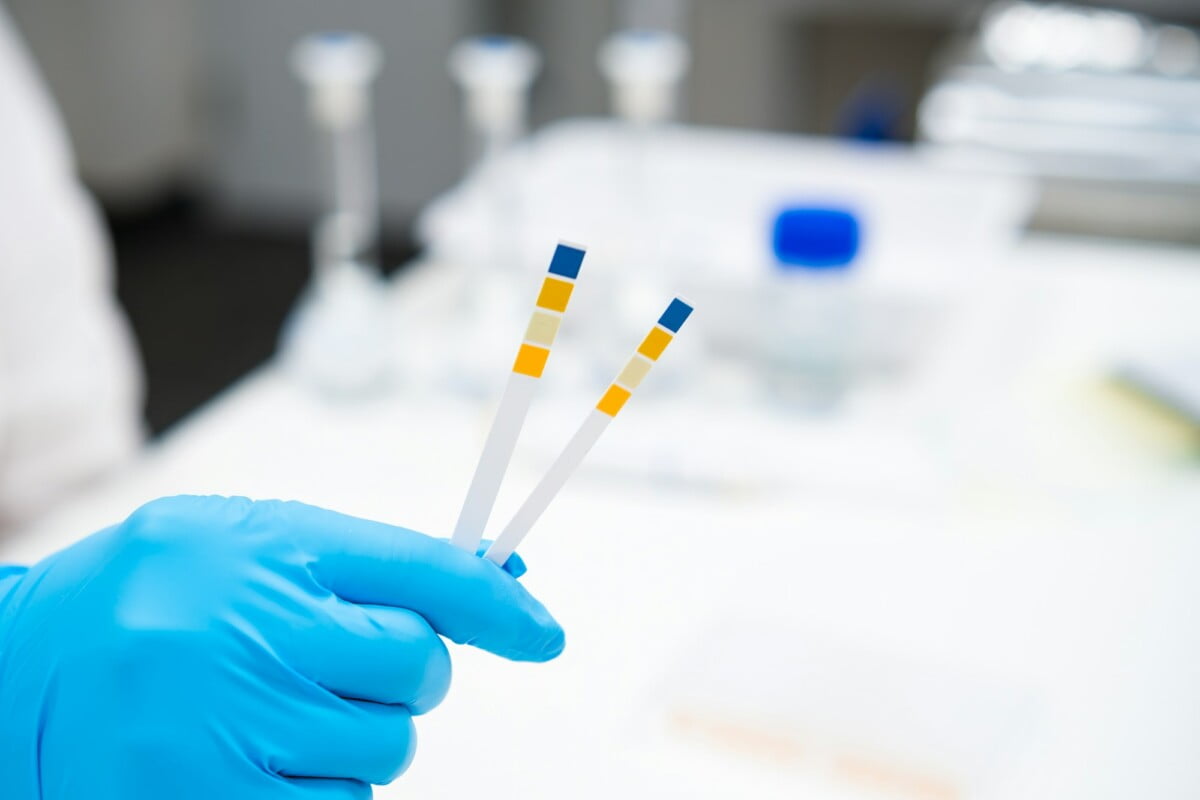 Making a pH test of water in the chemical laboratory